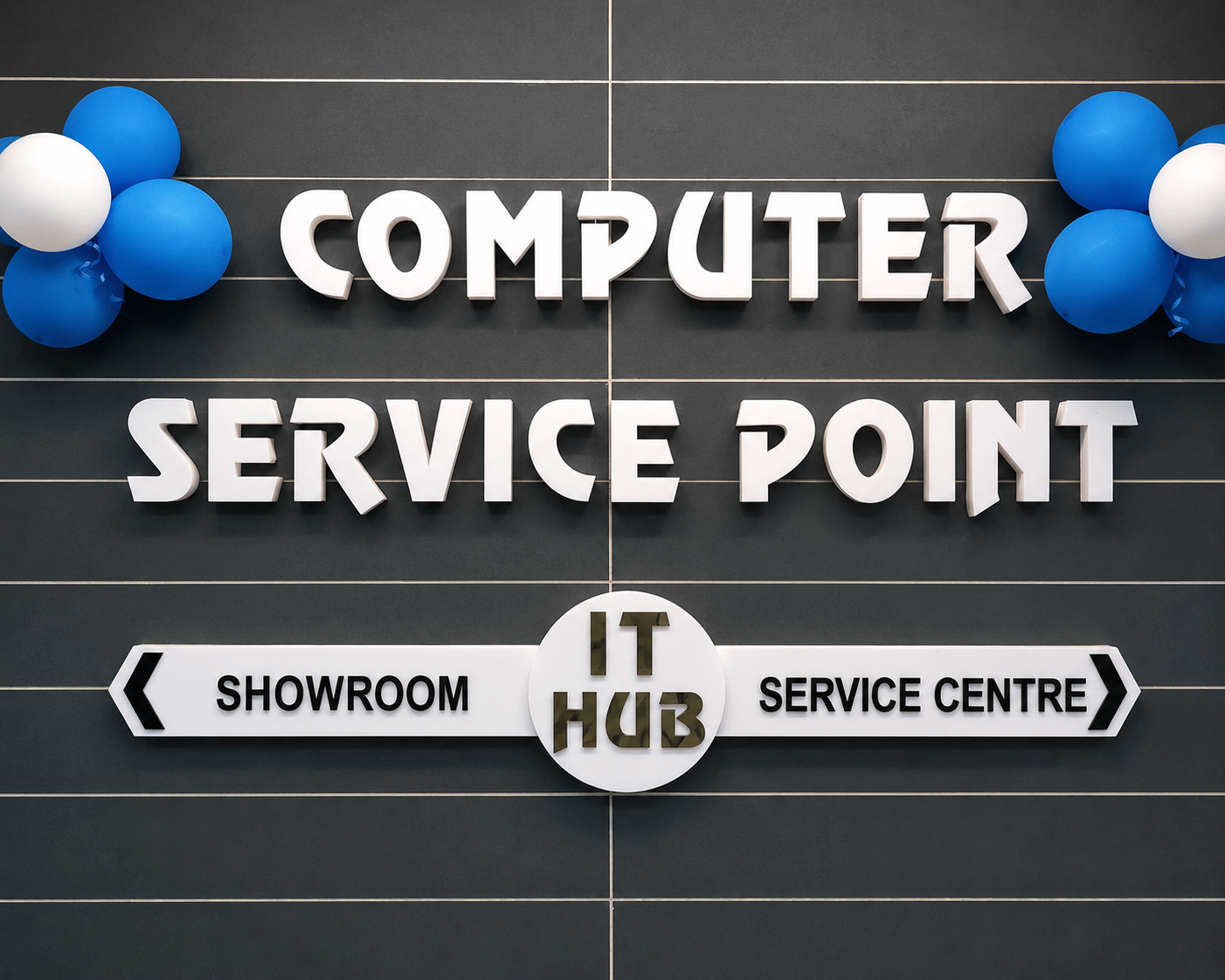 Computer Service Point IT HUB — Showroom and Service Centre signage
